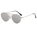 Retro Flat Top Metal Frame Sunglasses