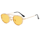 Retro Flat Top Metal Frame Sunglasses