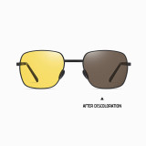 Folding Metal Rectangle Polarized Sunglasses