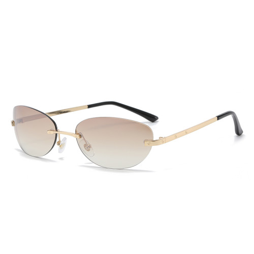 Fashion Small Oval Rimless Sunglasses