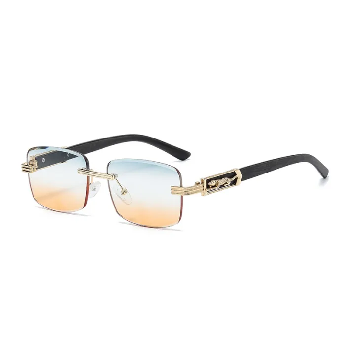 Retro Small Rectangle Rimless Sunglasses
