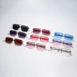 Women Vintage Square Rimless Sunglasses