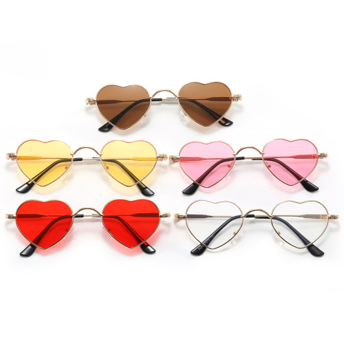 Metal Cute Heart Shape Lightweight Sunglasses