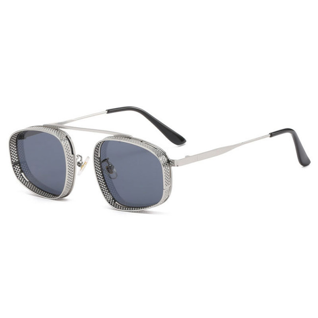 Vintage Metallic Steampunk Oval Sunglasses