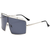 Oversized Metal Flat Top Shades Sunglasses
