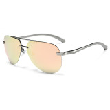 Polarized Rimless Pilot Style Driving Sunglasses