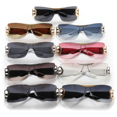 Oversized Rimless One Piece Lens Y2K Sunglasses