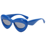 Inflated Women Oval Cat Eye Sunglasses