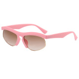 Y2K Rectangle Half Frame Women Sport Sunglasses