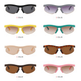Y2K Rectangle Half Frame Women Sport Sunglasses