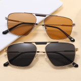 Metal Frame Flat Top Gradient Sunglasses