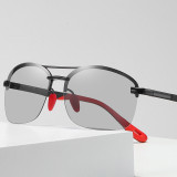 Polarized Men's Semi-Rimless Photochromic Sunglasses