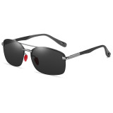 Polarized Men's Semi-Rimless Photochromic Sunglasses