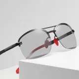 Polarized Men's Semi-Rimless Photochromic Sunglasses