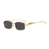 Cheetah Small Rectangle Metal Frame Sunglasses