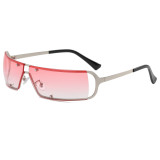 Y2K Rectangle Metal Wraparound Sunglasses