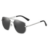 Square Metal Frame Flat Top Gradient Sunglasses