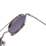 Round Steampunk Metal Anti blue Light Polarized Clip On Sunglasses