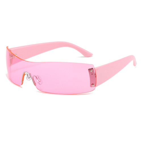 One Pieces Oversized Shield Rimless Sunglasses
