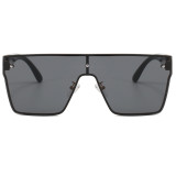 Flat Top Oversized One Piece Shades Sunglasses