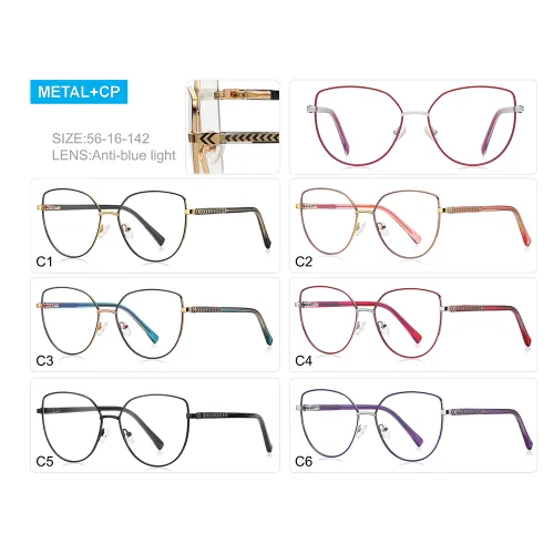 Women Cat Eye Blue Light Blocking Hipster Metal Frame Glasses