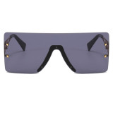 Flat Top Oversized Square Rimless Sunglasses