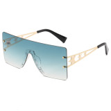 Flat Top Oversized Square Rimless Sunglasses