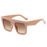 Rhinestone Flat Top Square Sunglasses