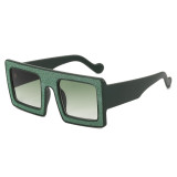 Oversized Flat Top Square Rhinestone Sunglasses