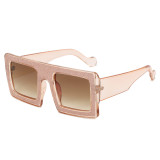 Oversized Flat Top Square Rhinestone Sunglasses