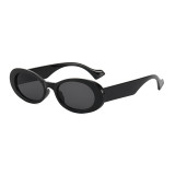 Retro Small Oval Thick Rimmed Sunglasses