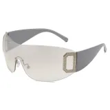 Oversized One Piece Rimless Sports Sunglasses