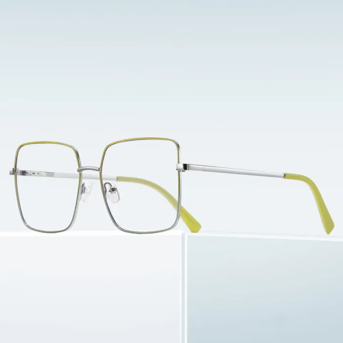 Retro Modern Square Thin Metal Arms Blue Light Blocking Glasses