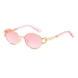 Retro Luxury Metal Steampunk Style Small Oval Sunglasses