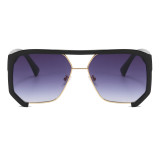Oversized Square Flat Top Half Frame Sunglasses