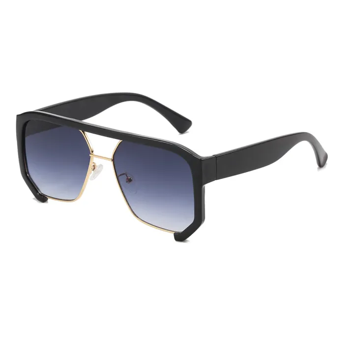 Oversized Square Flat Top Half Frame Sunglasses