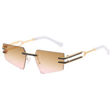 Metal Pentagon Rectangle Rimless Sunglasses