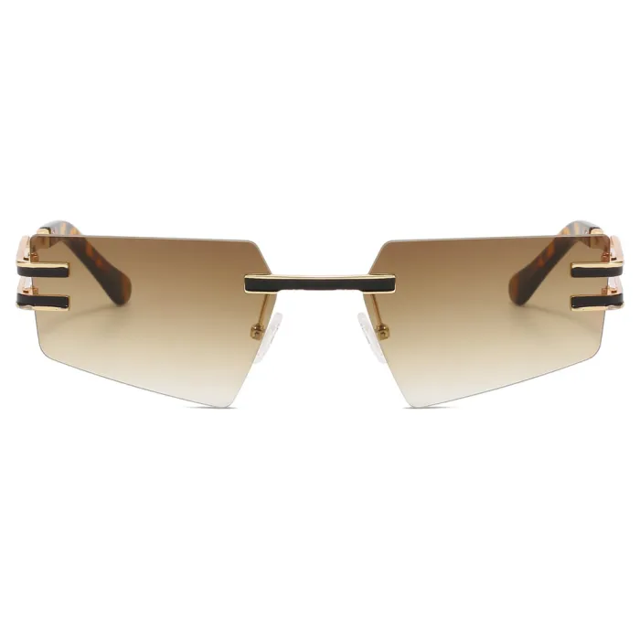 Metal Pentagon Rectangle Rimless Sunglasses