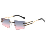 Metal Pentagon Rectangle Rimless Sunglasses