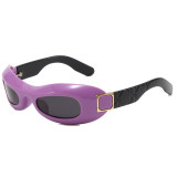Women Chunky Oval Wrap Around Y2K Cat Eye Polarized Sunglasses