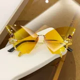 Rhinestones Rimless Butterfly Sunglasses
