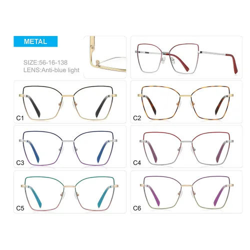 Women Cat Eye Blue Light Blocking Metal Frame Reading Glasses