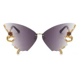 Rhinestones Rimless Butterfly Sunglasses