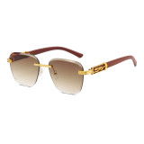 Rimless Rectangle Luxury Female SunGlasses