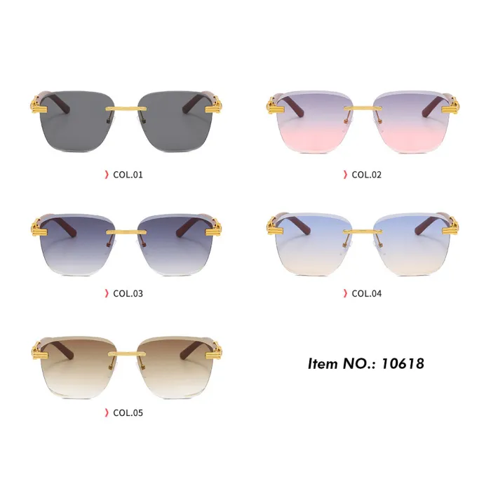 Rimless Rectangle Luxury Female SunGlasses