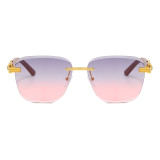 Rimless Rectangle Luxury Female SunGlasses