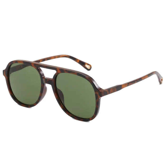Double Bridge Flat Top Large Square Sunglasses