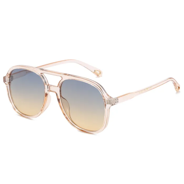 Double Bridge Flat Top Large Square Sunglasses