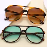 Double Bridge Flat Top Large Square Sunglasses