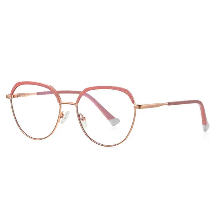 Wholeale China Polygon Women Cat Eye Metal Anti Blue Light Blocking Glasses